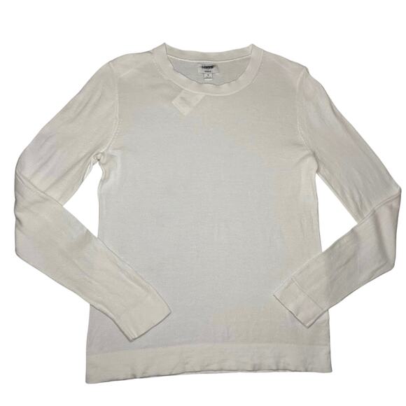 J.Crew Factory Cotton Teddie Sweater White Small NWT Classic Crewneck Pullover - Picture 4 of 7